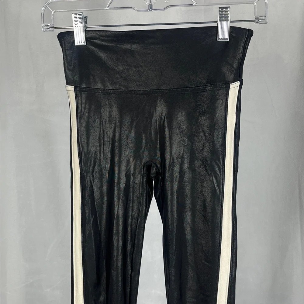 Spanx Women's 20187R-Faux Leather Stripe Legging‎ in Black.